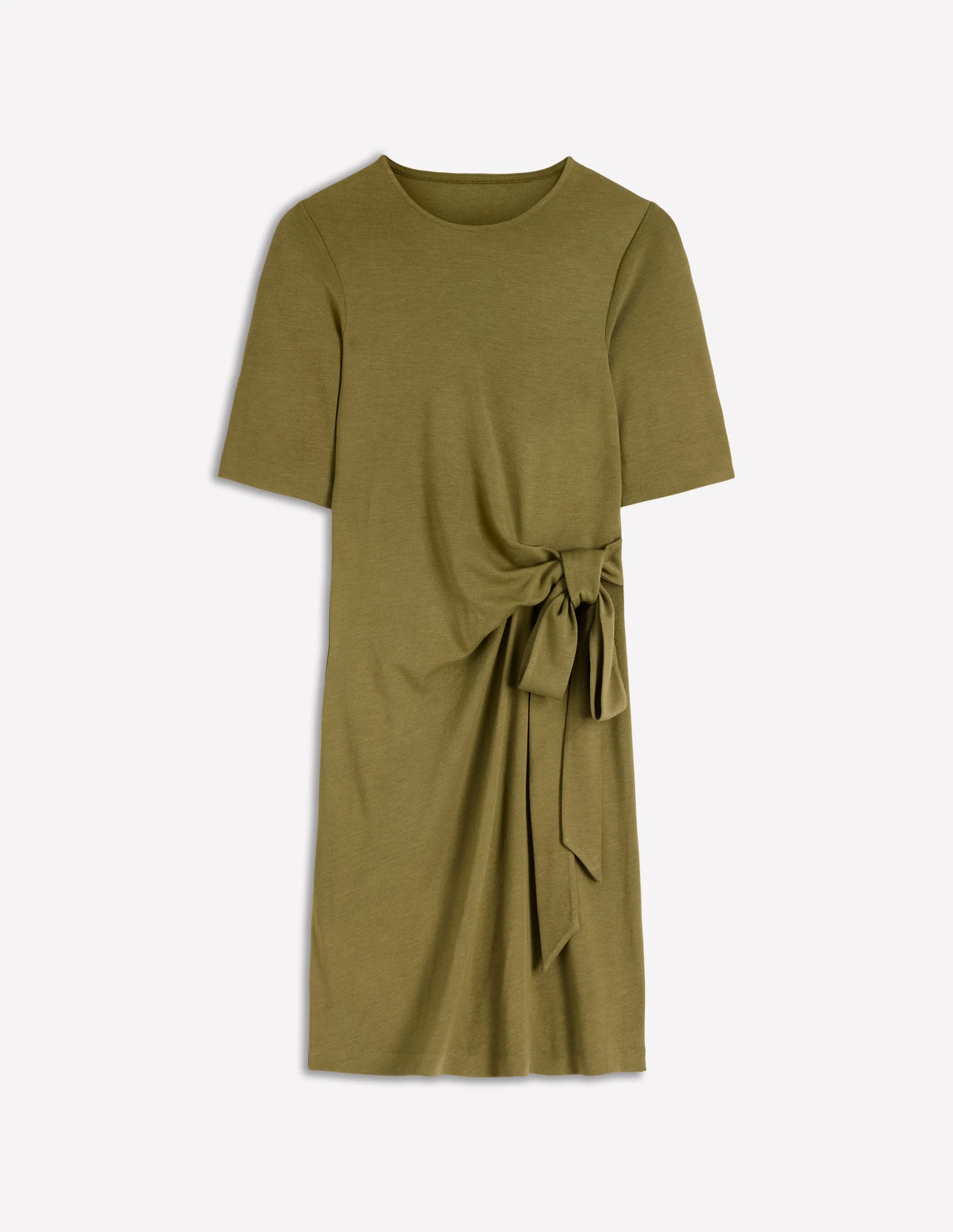 Zinnia Tie Jersey Short Dress-Olive - Image 10
