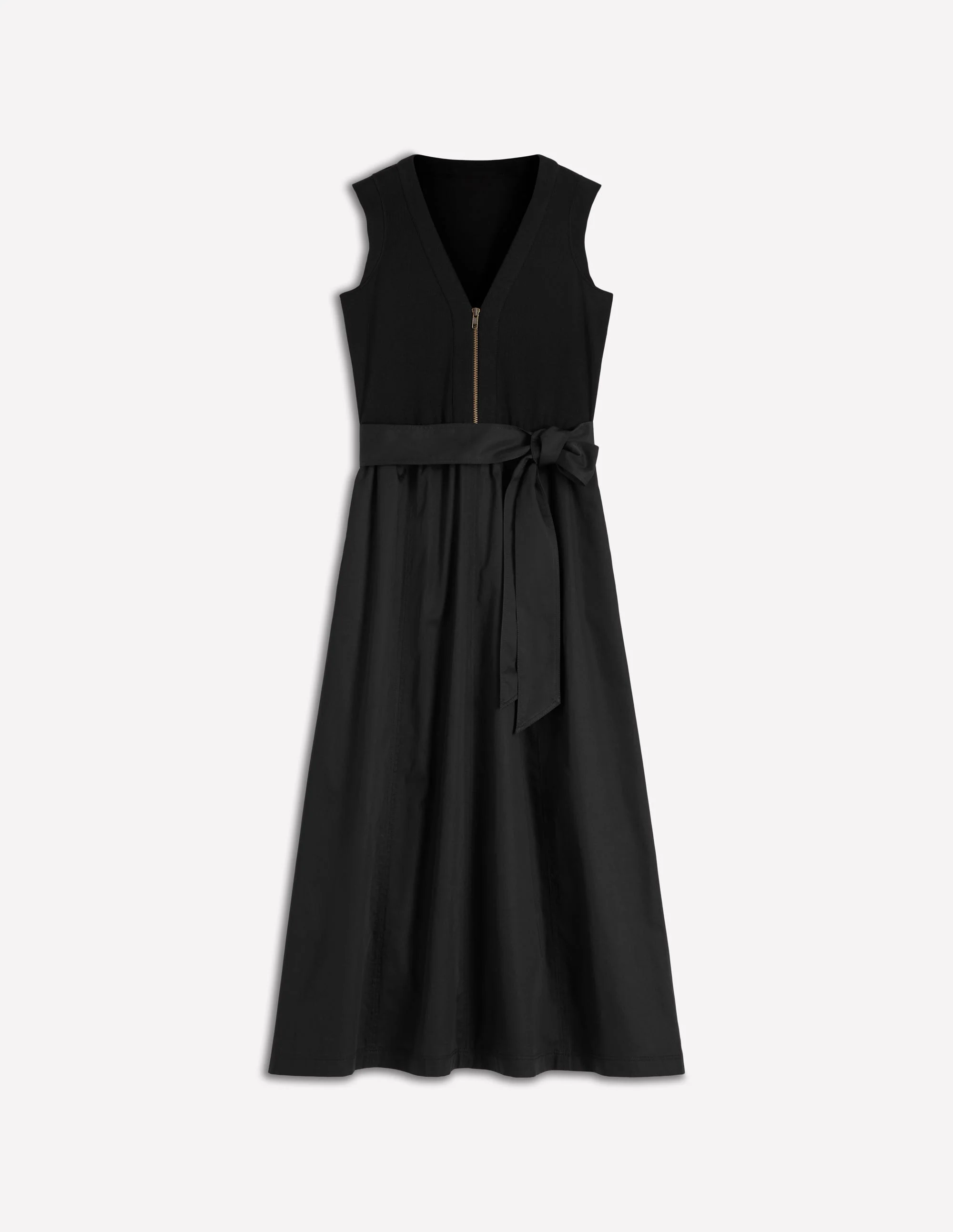 Zip-front Mix Media Dress-Black - Image 6