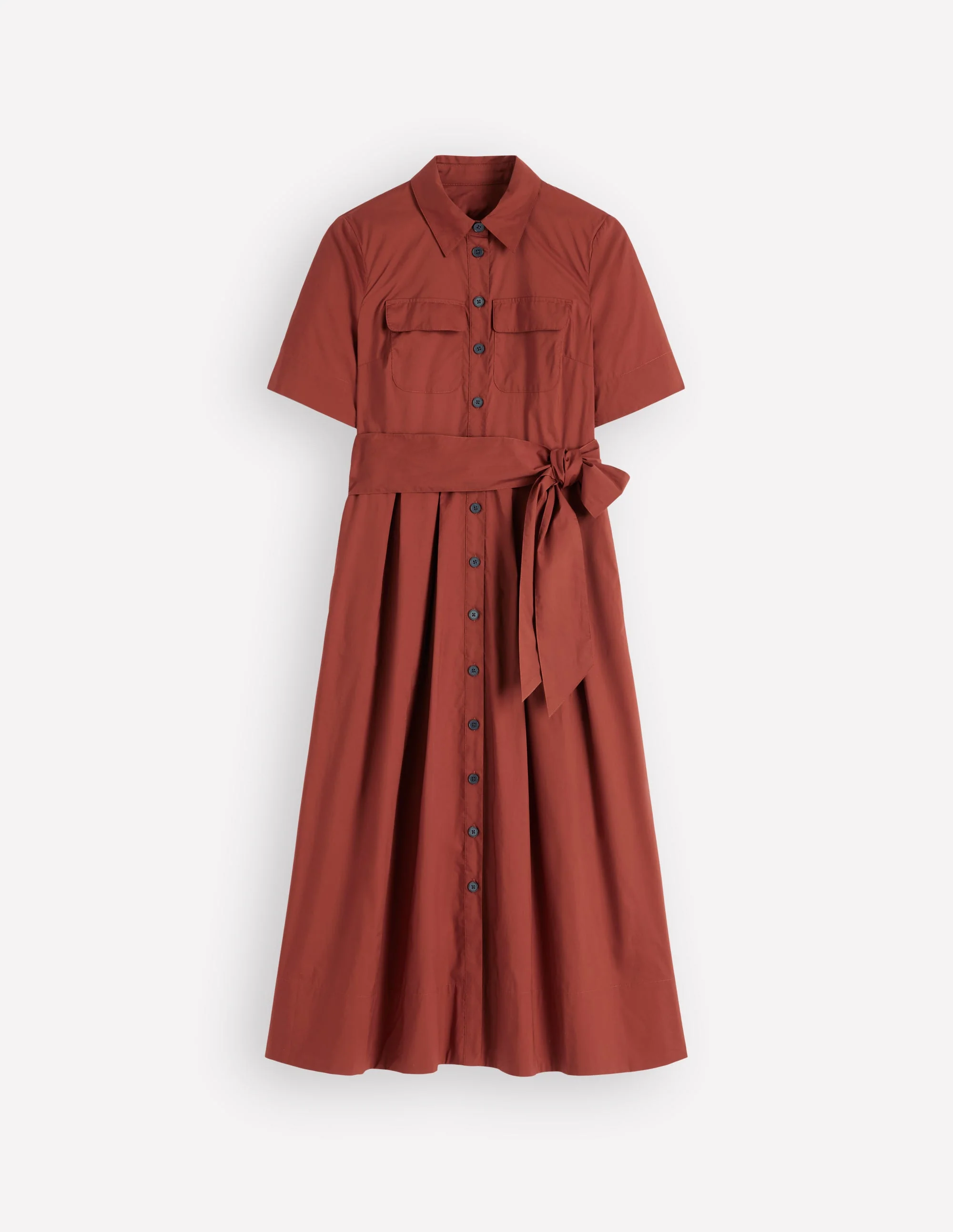 Zoe Short Sleeve Shirt Dress-Burnt Orange - Image 5