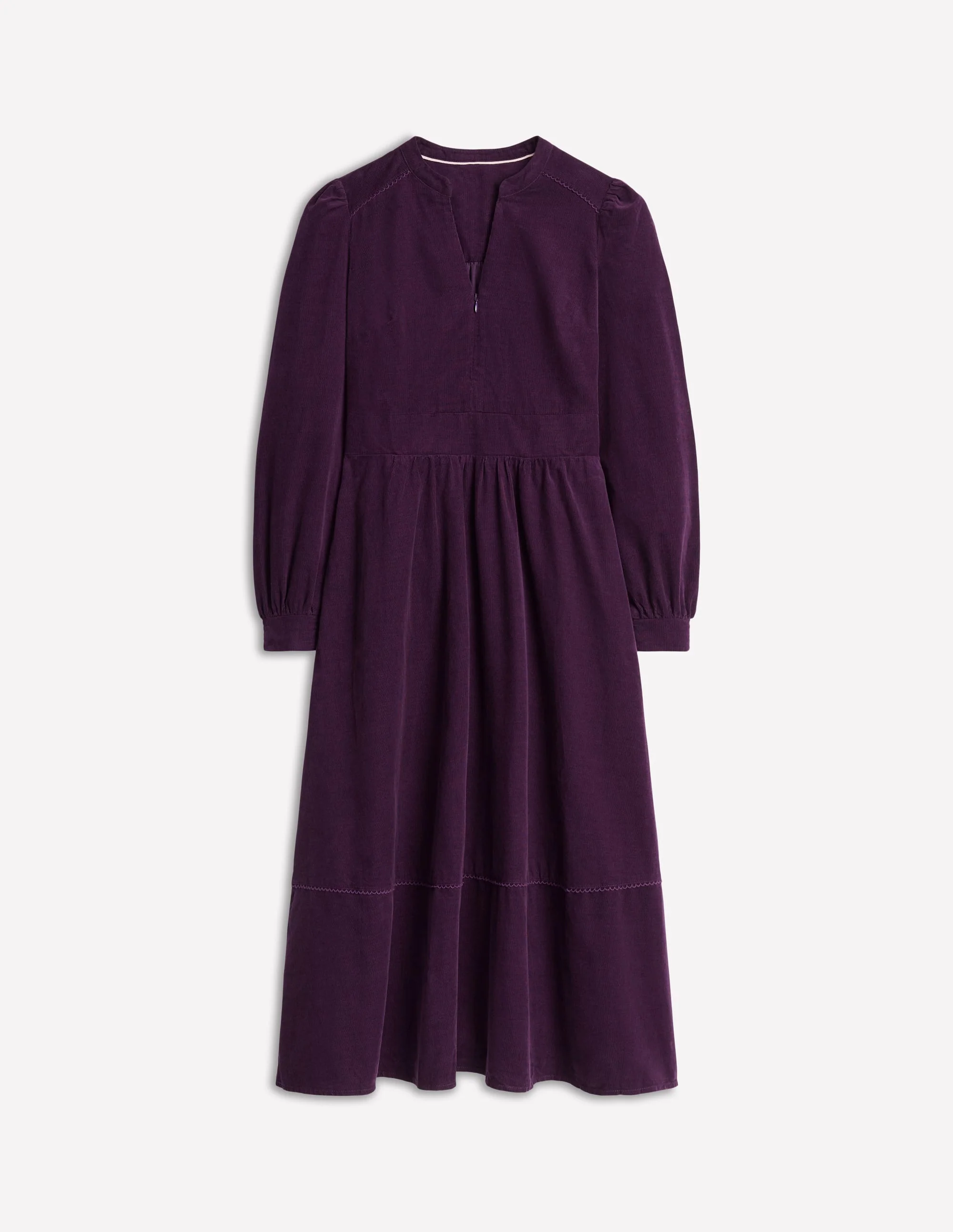 Zoe Zip Up Cord Midi Dress-Damson - Image 5
